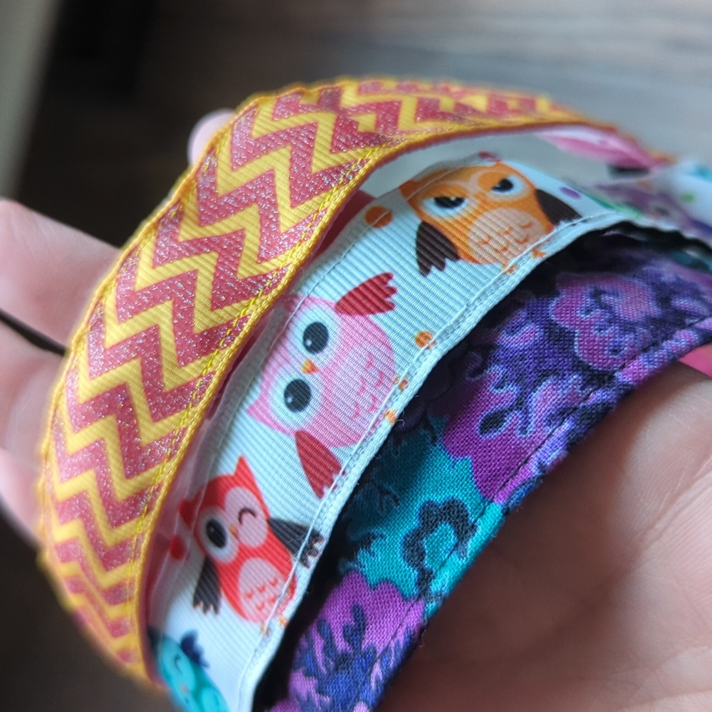 Bundle of 3 Owl/Chevron/Batik Non-Slip Velvet Backed Stretchy Headbands